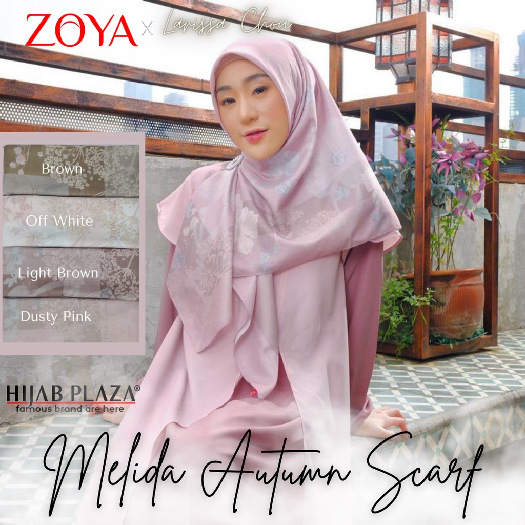 ZOYA Jilbab Segi Empat Melida Autum Half Premium Scarf Motif Bunga