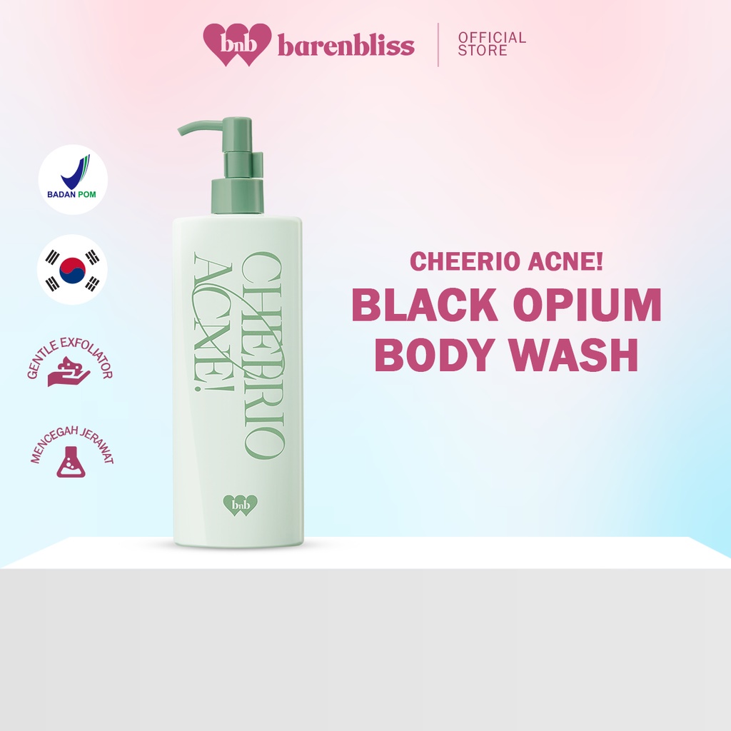 BNB Barenbliss Cheerio Acne! Black Opium Calming Body Wash - Sabun Mandi Cair untuk Mencegah Acne with AHA BHA