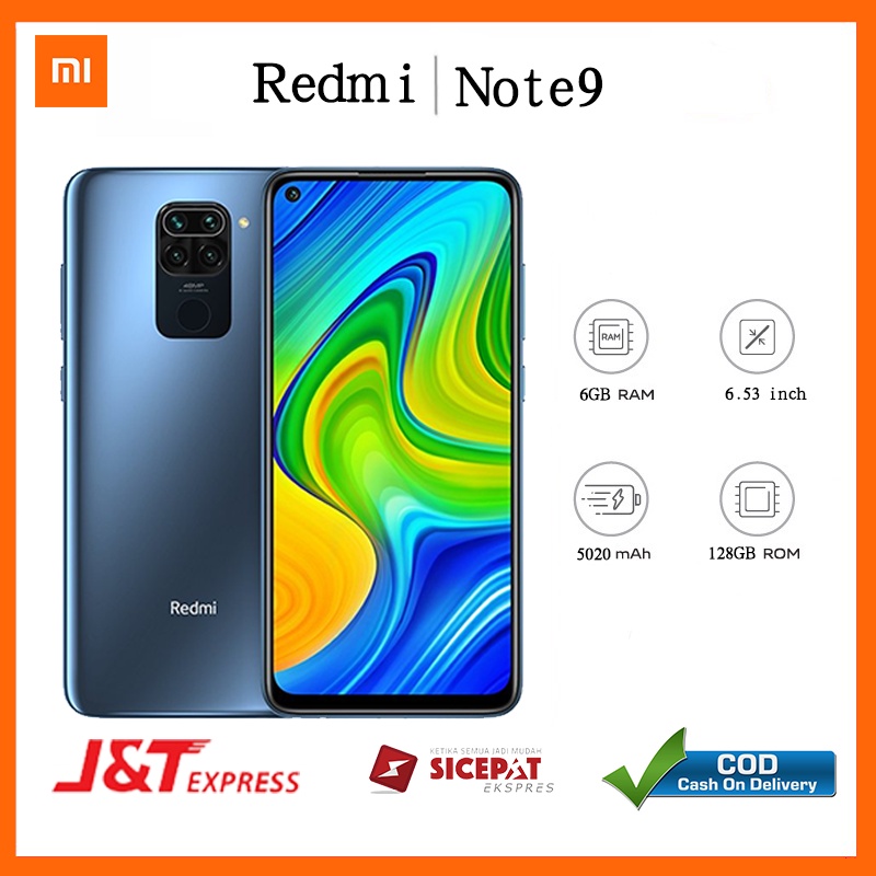 Xiaomi Redmi Note 9 ram 6/128GB ori original hp new hp baru,6.53 big inches HD screen,13MP+48MP kame
