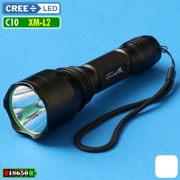 senter led polisi Senter ULTRA FOCUS C10 WHITE UltraFire Asli Cree XM-L2 Putih 5Mode