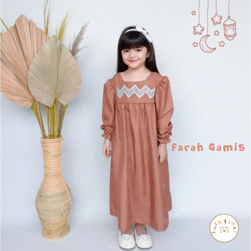 Twin Tiger 0-6 Tahun Farah Amira Gamis Set Raya / Setelan Gamis Lebaran / Pakaian Muslim Anak Ukuran SML Raya Set CBKS