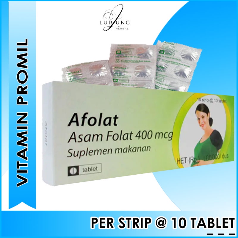 Asam Folat Afolat 400 MCG Per Strip Isi 10 Tablet ORI Untuk Vitamin Progam Hamil Kesuburan Folavit Suplemen