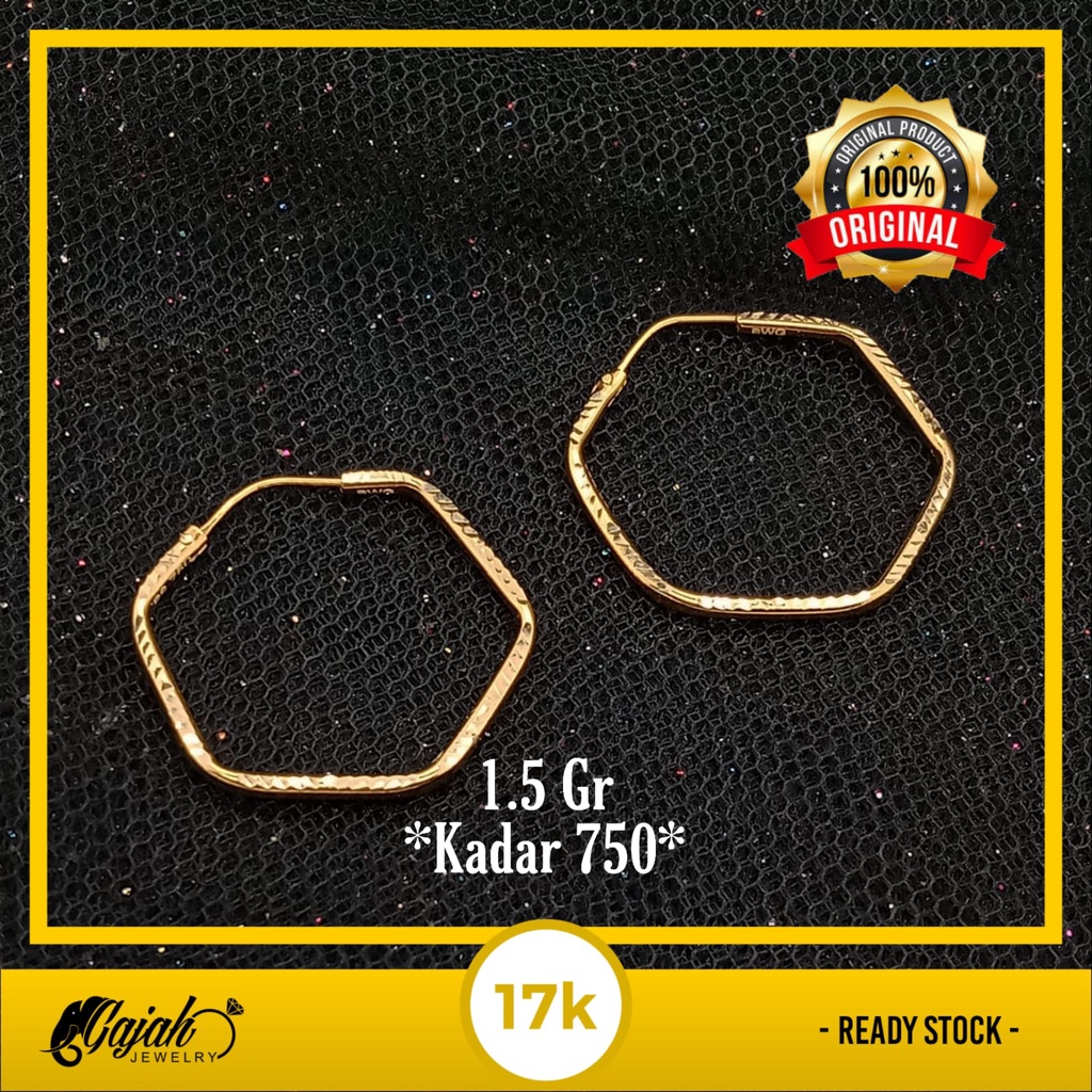 Anting Jipsi Emas 17K - 1.5 Gr Kadar 750 - 4464