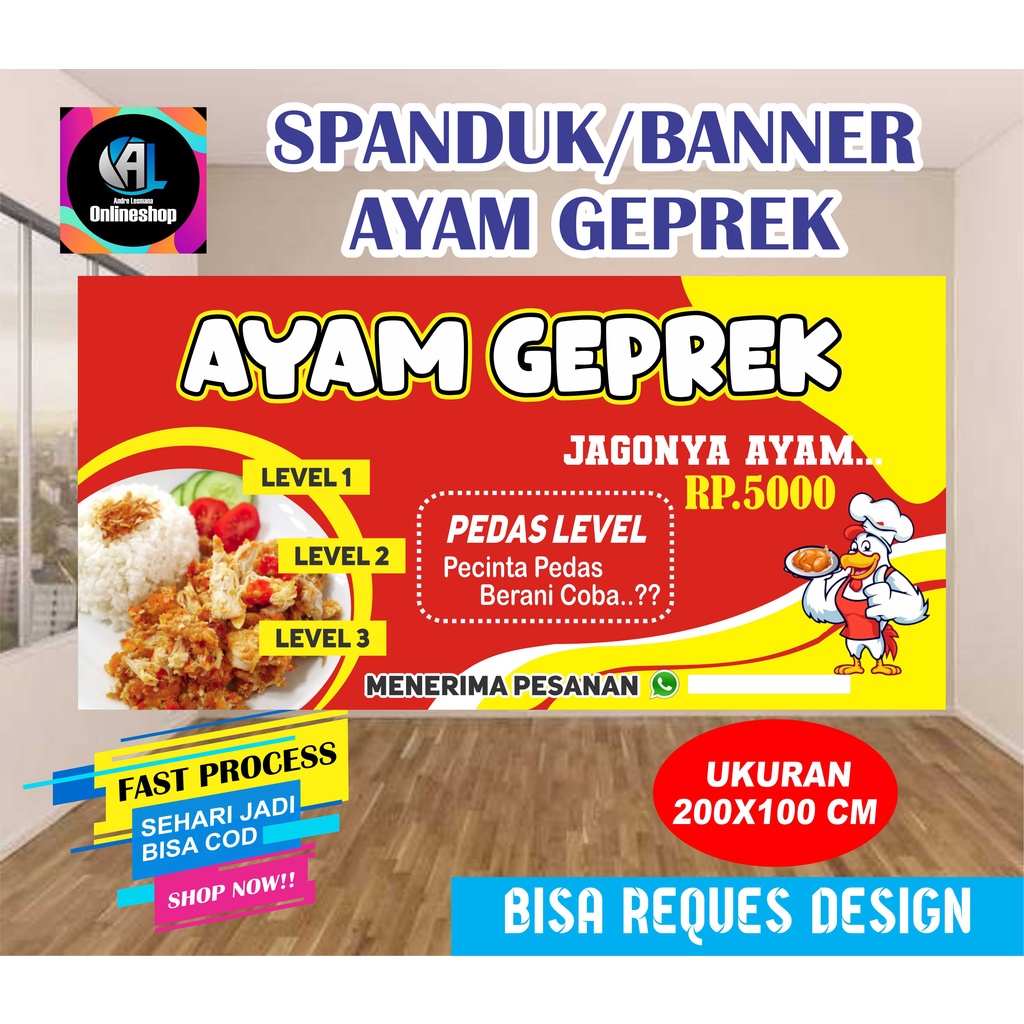 Spanduk Banner Ayam Geprek Uk Sedang