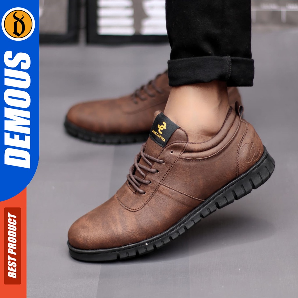 DEMOUS Leonidas - Sepatu Formal Pantofel Hitam Kerja Pria