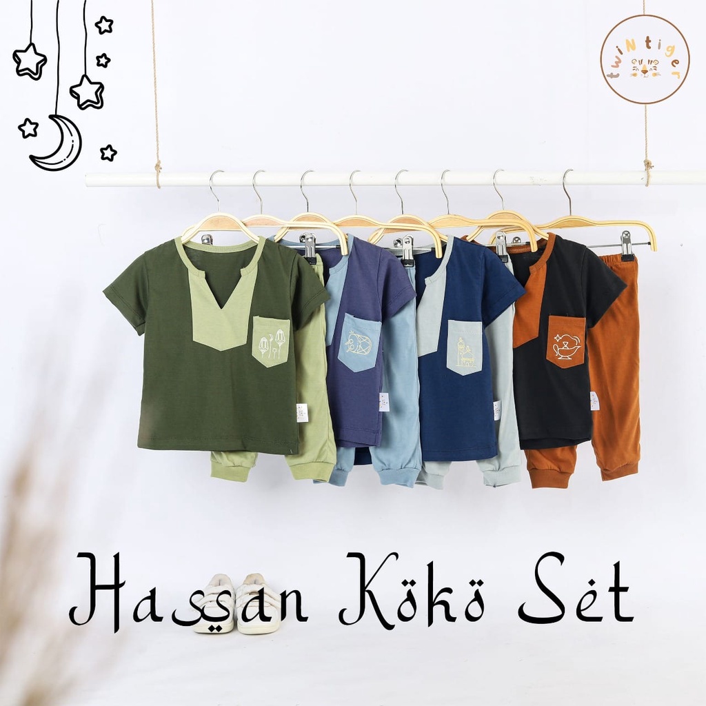 Twin Tiger Baby Hassan Koko Set Setelan Baju Muslim Anak Laki-Laki 1-3 Tahun