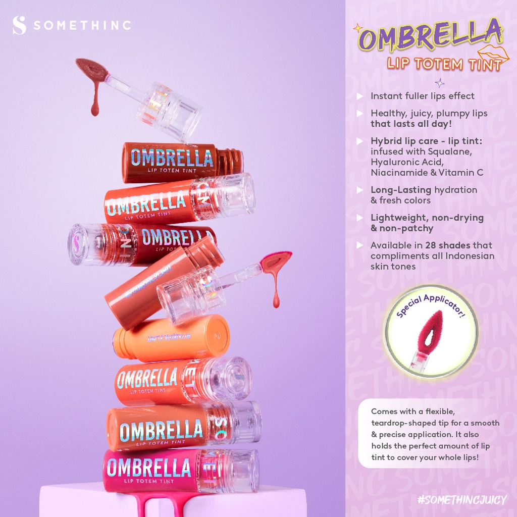 Somethinc Ombrella Lip Tint & Lip Stain HAYG - NIKOLA - SAVAGE - MUTE - WUCU - KEWL Dapatkan bibir o
