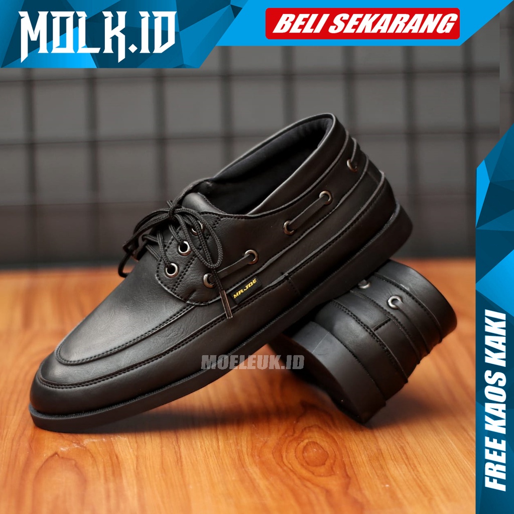 MOLK Sepatu Formal Pria Kulit Pu Pantofel Hitam Casual Kerja Kantoran Dinas Resmi Original