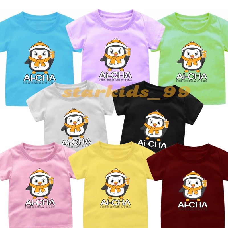 Baju Boneka Ai-CHA EsCream Anak Cewek-Cowok 1-12Tahun uk.S.M.L.XL.XXL.3XL//Atasan kaos Anak Viral Es Cream Ai-cha