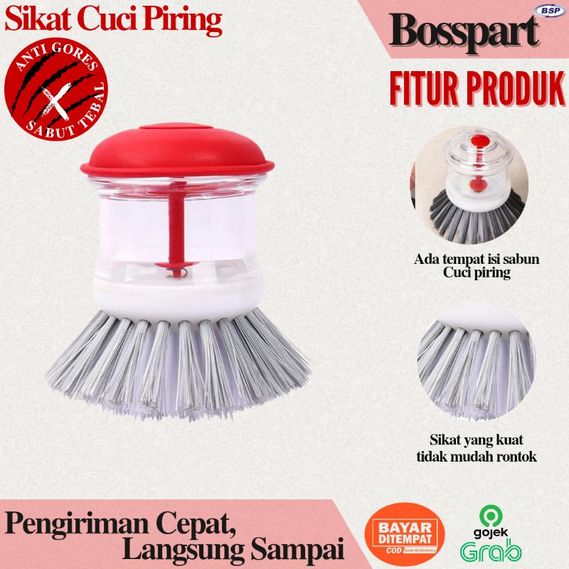 LIAO Sikat Cuci Piring 2 in 1 Kitchen Brush with soap dispenser (D130002)