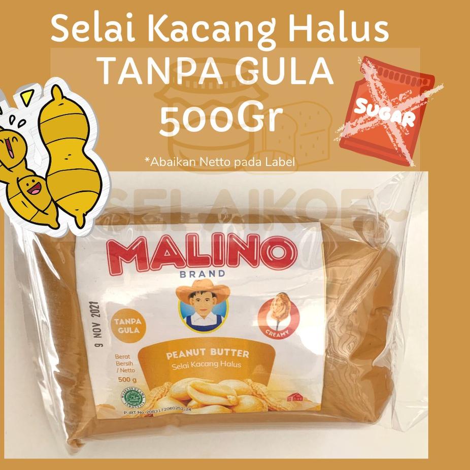 

Promo⭐️Selai Kacang Halus TANPA GULA Peanut Butter Creamy NO SUGAR 500gr- MALINO BRAND