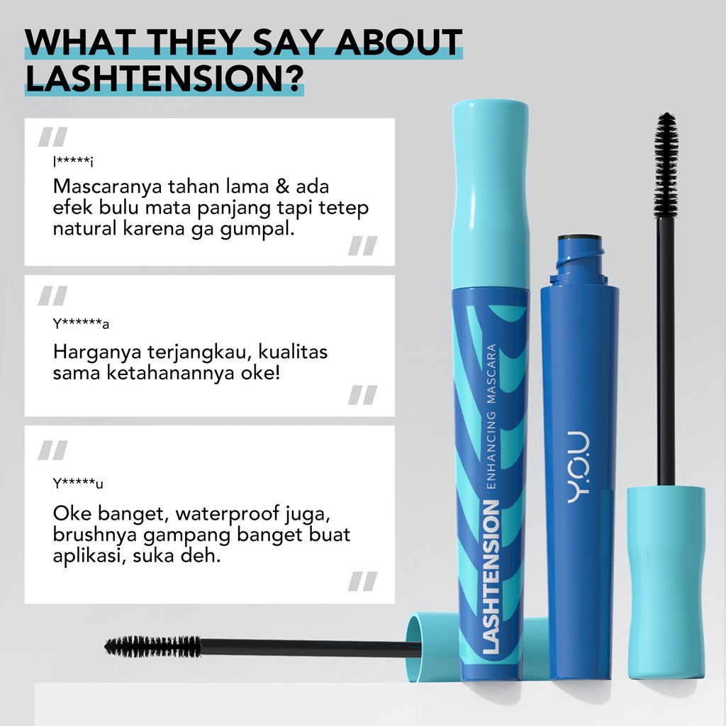 [BPOM] YOU Lashtension Enhancing Fiber Mascara | Maskara Waterproof | Tahan 12 Jam | Lash Lift | Kosmetik Mata