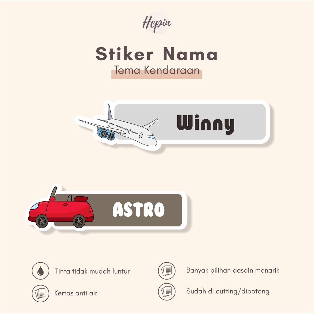 

(90 - 120 pcs) murah cetak stiker nama murah tema KENDARAAN -cute/cutting stiker/bisa custom nama