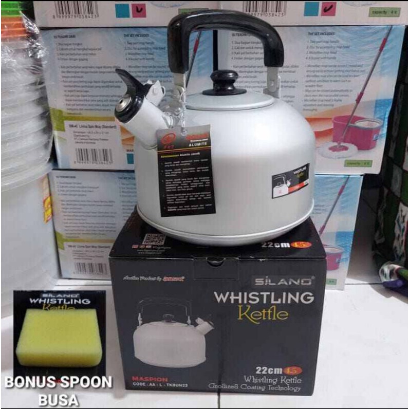 Teko Bunyi Maspion 4.5 liter 22cm / ceret air teko siul whistling kettle rebus air aluminium TEBAL 22cm