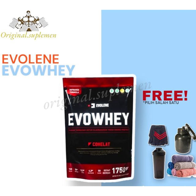 Evolene Whey Protein / Evo Whey / susu protein / BPOM dan Halal p Shaker