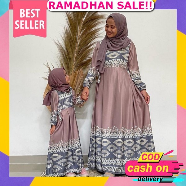Fallona Couple Baju Gamis Ibu Dan Anak Usia 9 Tahun Terbaru 2023 Mewah Elegan Baju Muslimah Wanita K