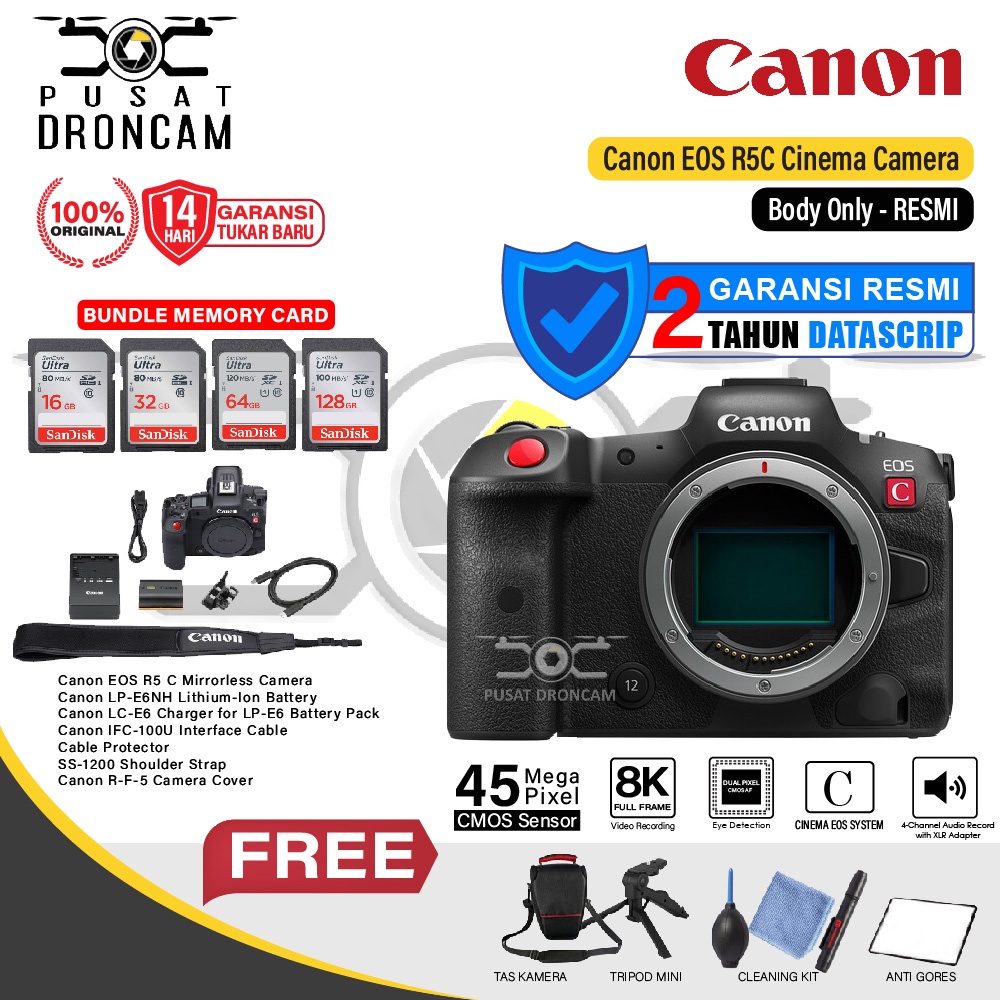 Canon EOS R5C Body Only Mirrorless Camera - EOS R5 C Resmi Canon R 5C