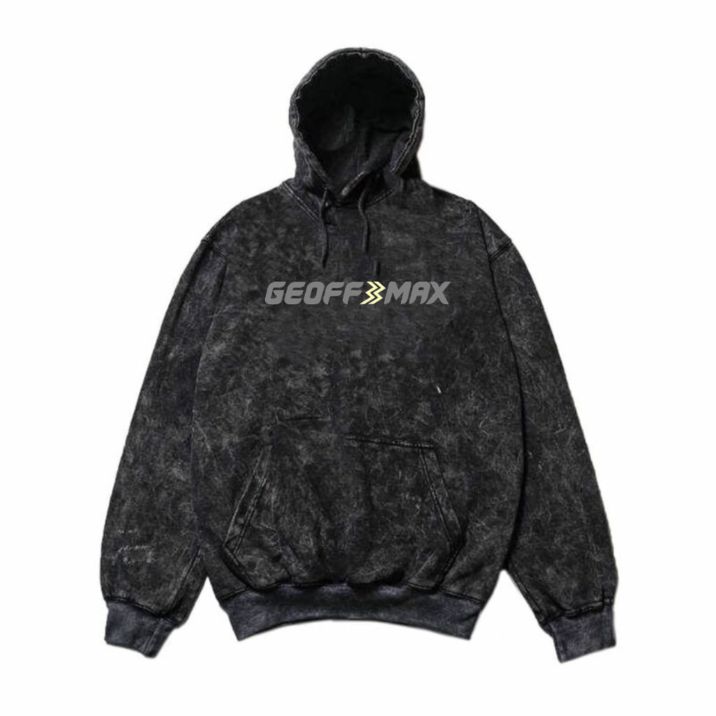 Geoff Max Oficial - Pullover Hoodie Woshing Black Snow #012 Pria Wanita Katun Plecce Tebal Premium S