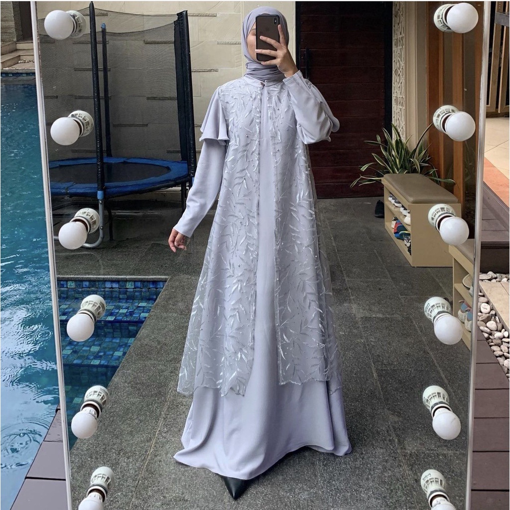 One set Gamis dan outer brokat Adina