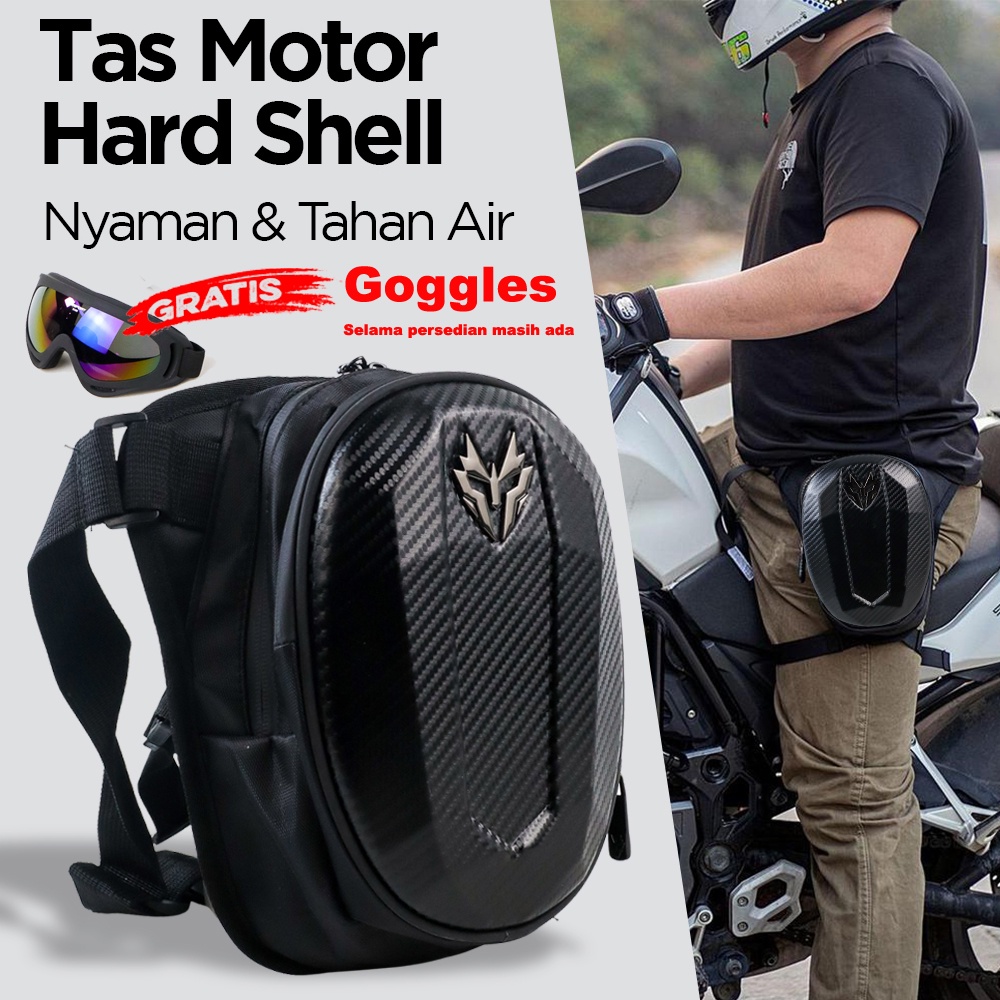 Tas Motor Leg Bag Motorcycle Riding Hard Shell - Tas Pinggang Waistbag Waterproof - tas pinggang turing touring motor - tas portable multifungsi