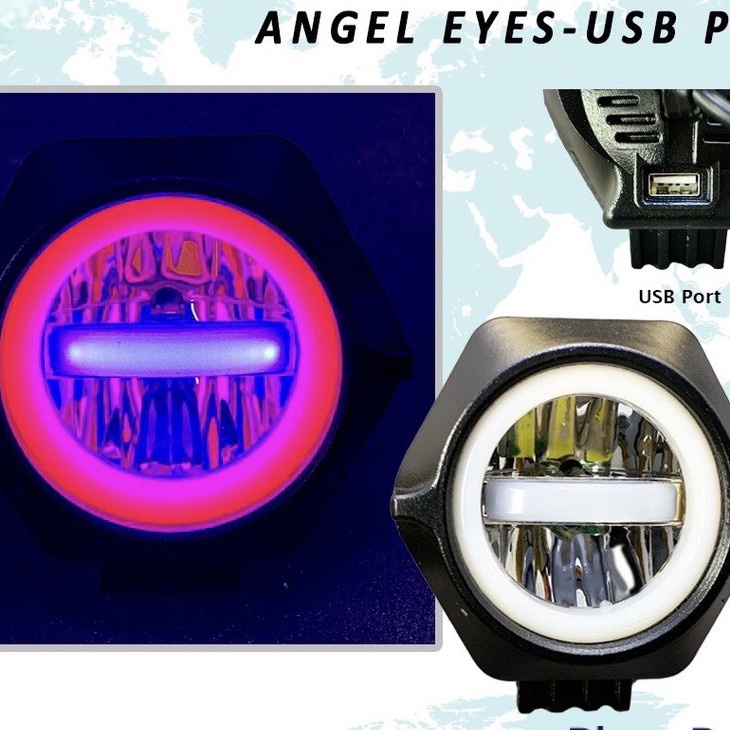 LAMPU TEMBAK SOROT LED CREE 30 WATT ANGEL EYE PLUS USB CHAGER UNIVERSAL