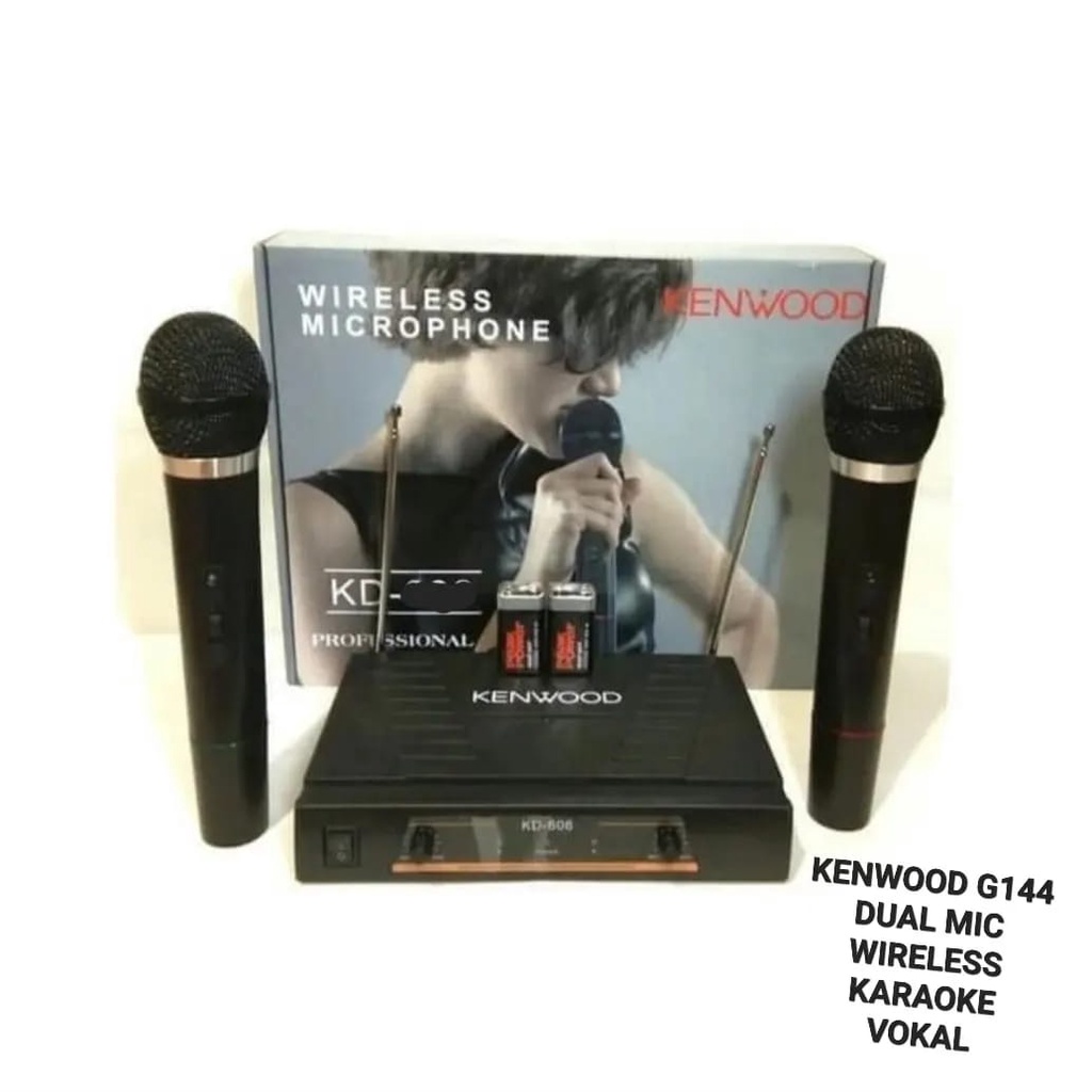 G144 KENWOOD MIC WIRELESS DUAL MIK WIRELES SEPASANG MIKROPON PEGANG MIKROPHONE MICROPHONE KARAOKE VOKAL VOCAL ARTIS PROFESIONAL PRO SOUND BEST SISTEM AUDIO PANGGUNG LEGENDARY DYNAMIC PENGERAS SUARA HIFI  SENSITIF MC PIDATO SEMINAR CERAMAH ACARA DOUBLE DOB