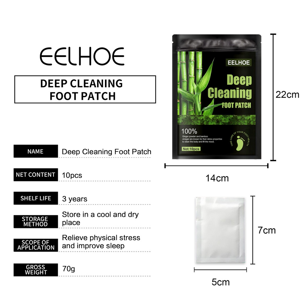 EELHOE Deep Cleaning Foot Patch 10pcs / Wormwood Detox Foot Patch - Koyo Kaki Detox Racun Toksin Detok Kaki - Detoksifikasi / De-Humidifikasi / Tidur Nyenyak