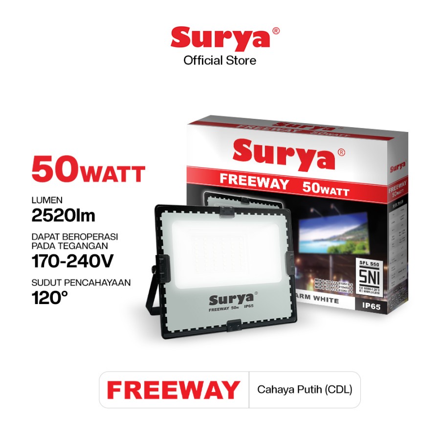 Lampu Sorot / Tembak LED SURYA FREEWAY 50W 50 watt flood light