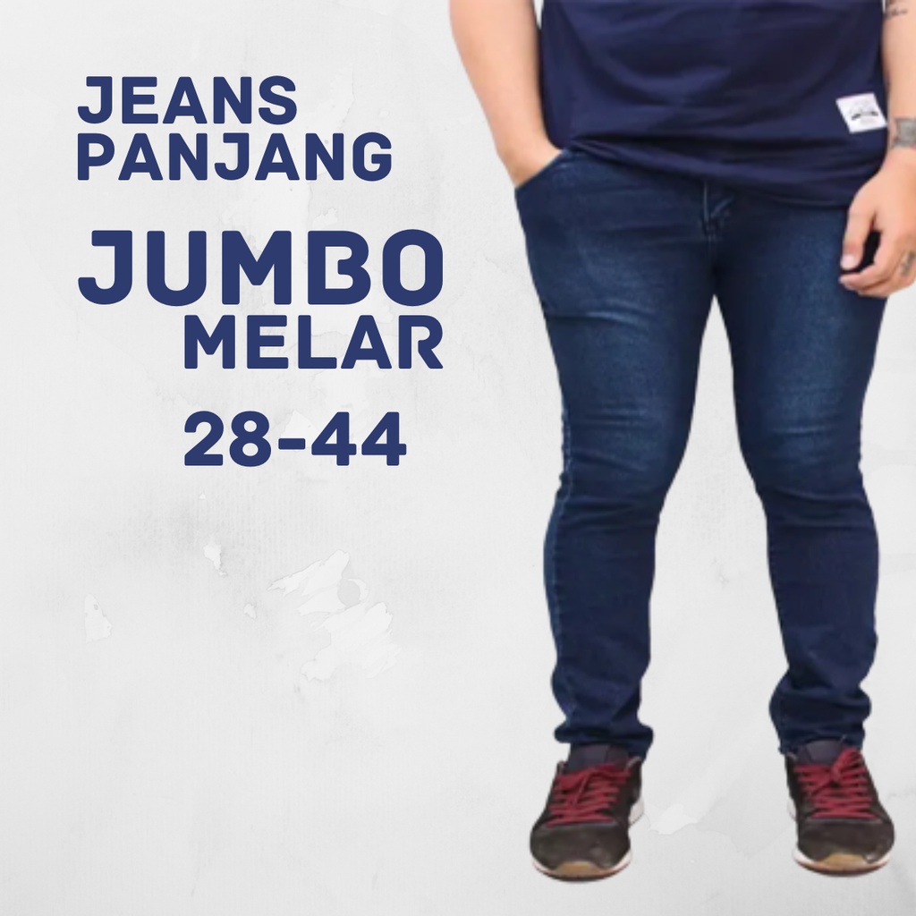 Celana Jeans Panjang Pria Reguler Standar Melar Big Size Jumbo Ukuran 28 Sampai 44