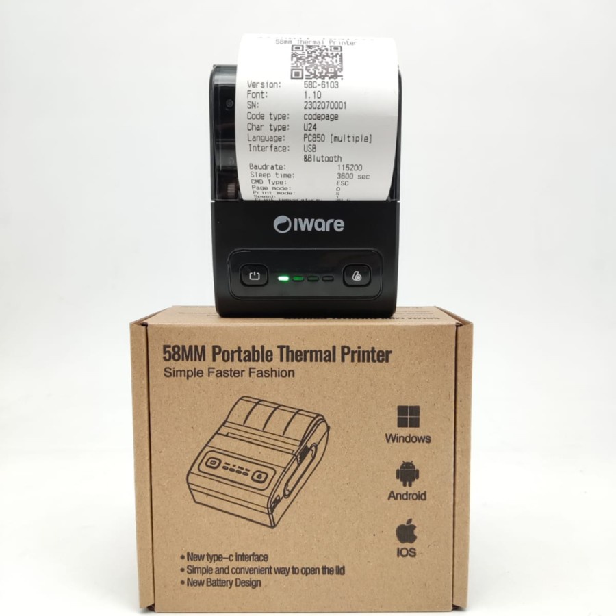 Mobile Printer Bluetooth Thermal 58mm Iware C5813 RPP02N