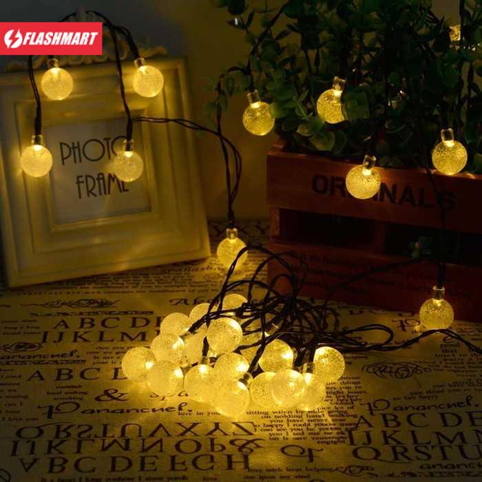 Flashmart Lampu Hias String Lights Solar Panel 30 LED 8 Modes 6.5 Meter - 896