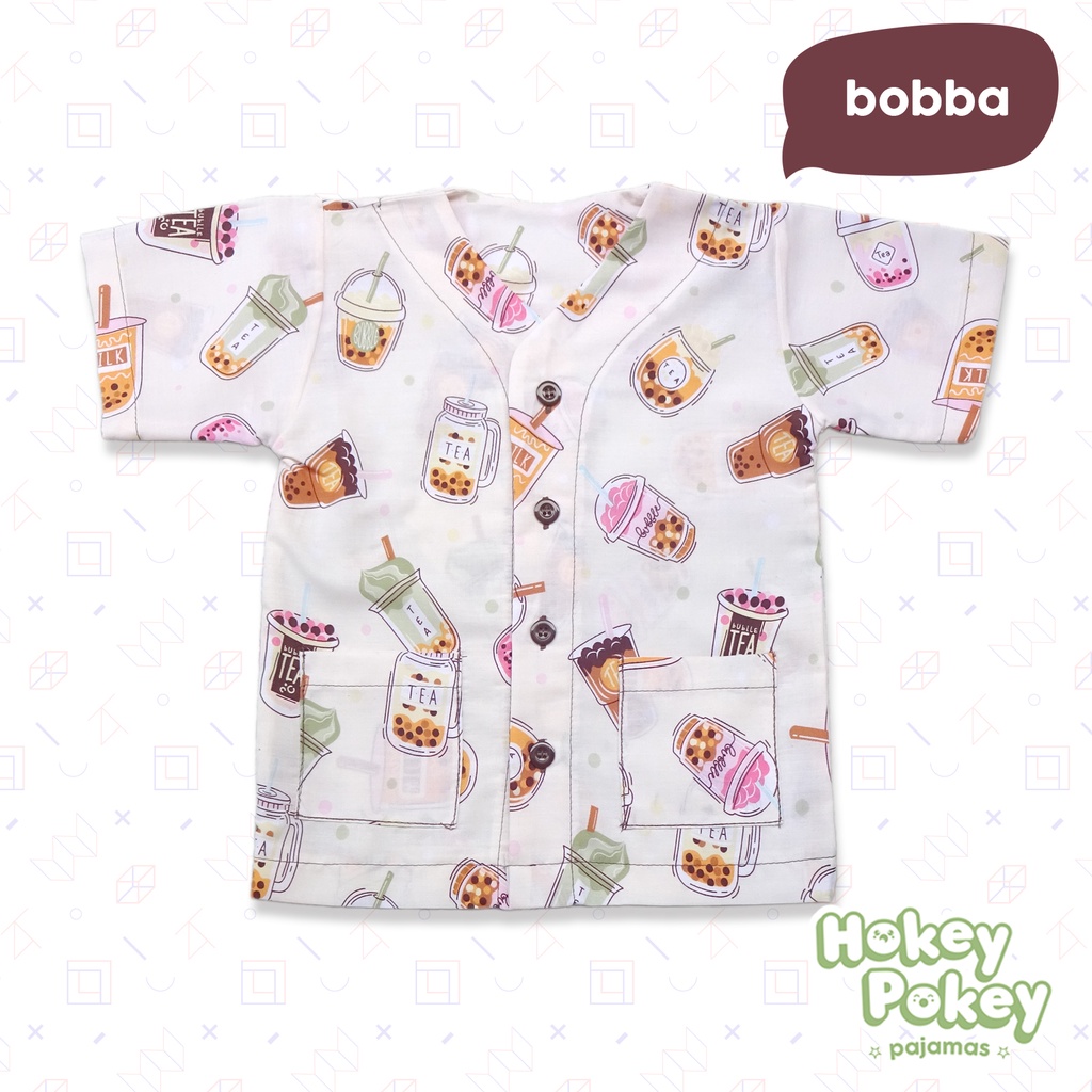 Setelan Baju Tidur Piyama Anak Tanpa Kerah Motif Bobba