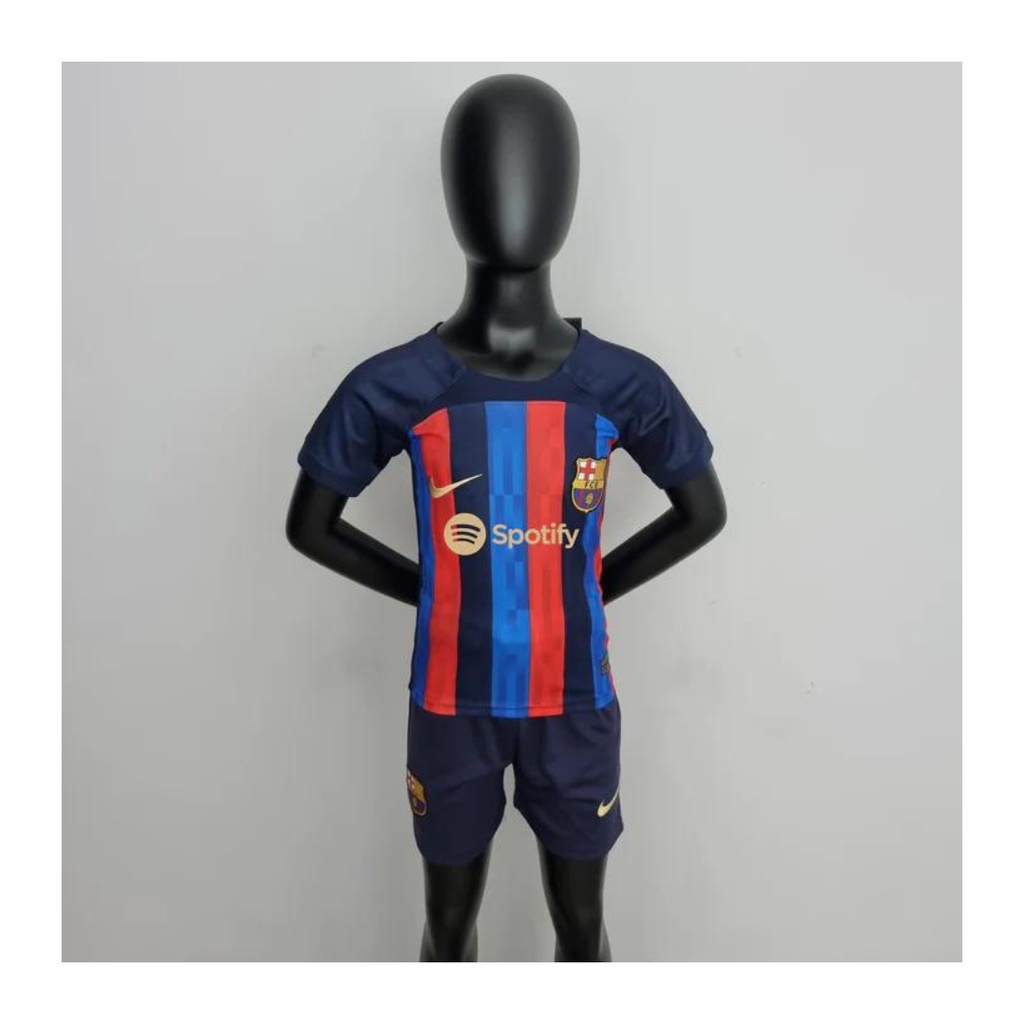 Kaos sepak bola anak jersey football klub baju atasan laki-laki t-shirt celana seragam outfit club olahraga kostum futsal pakaian sport apparel barca hitam polos