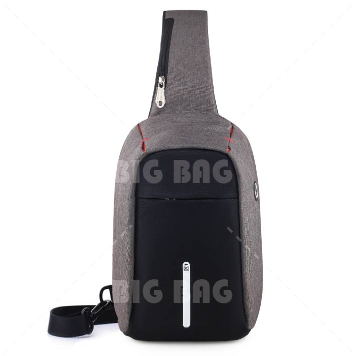 RTM - Tas Selempang Pria / Wanita Anti Theft Casual With USB  Anti Maling Slingbag - Dark Grey Chest Bag Tas Messenger Tas Slempang Crossbody Man Tas Waist Bag