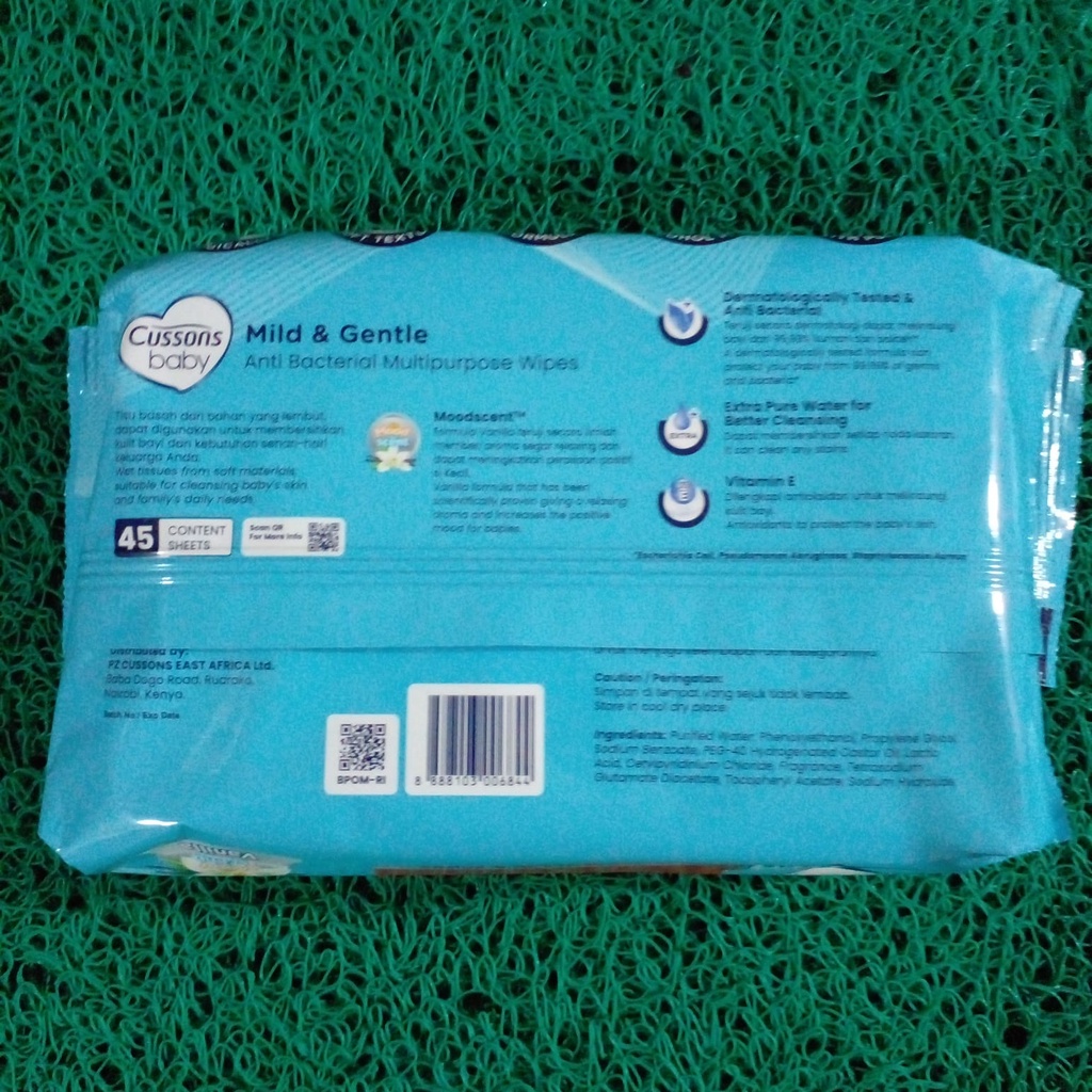 Tisu Basah Cussons Baby Wipes isi 45 sheets (beli 1 gratis 1)