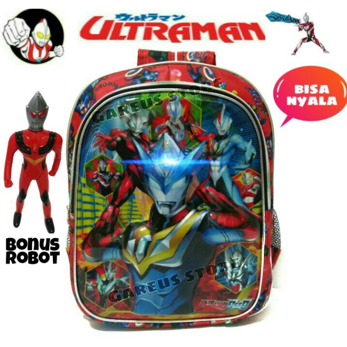 tas ransel sekolah anaklaki laki  tk-paud / tas anak ultramen 3D-LED