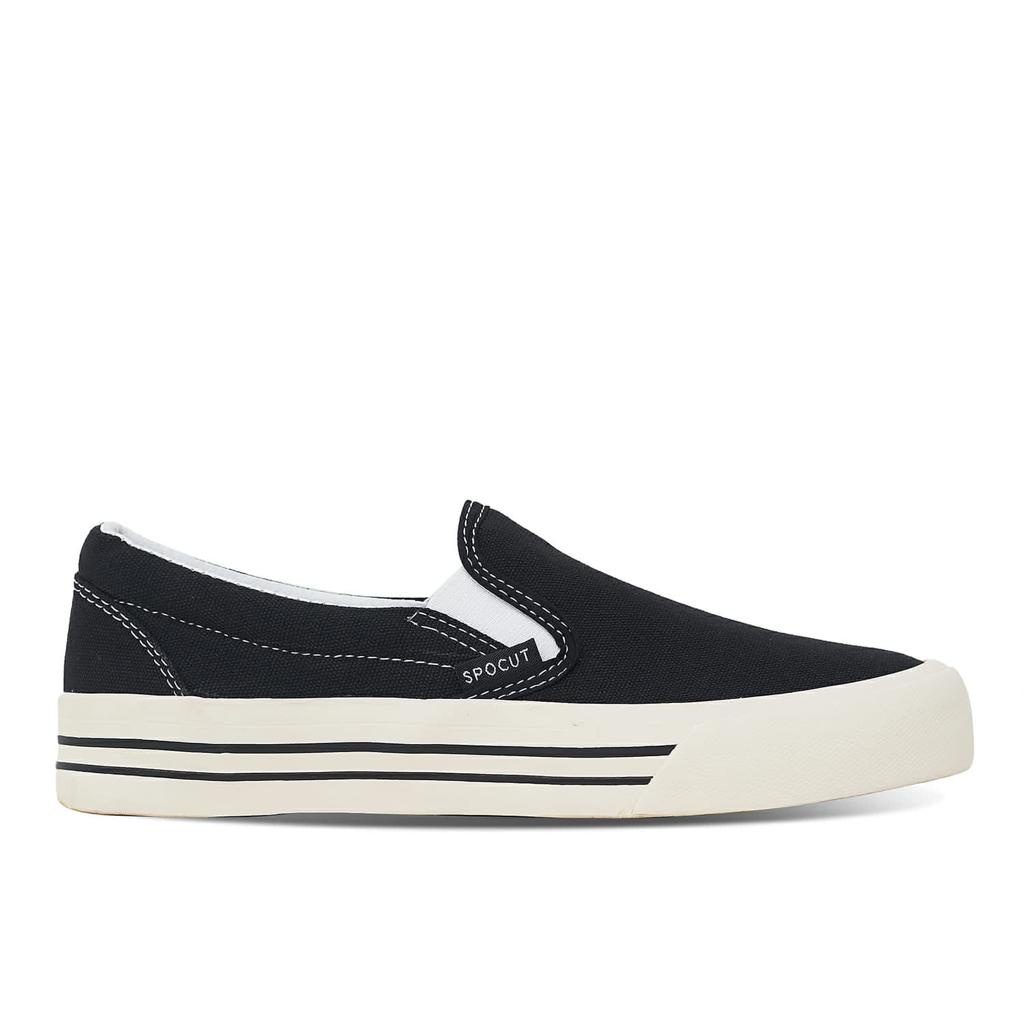 Sepatu SPOCUT Black White Slip On DX