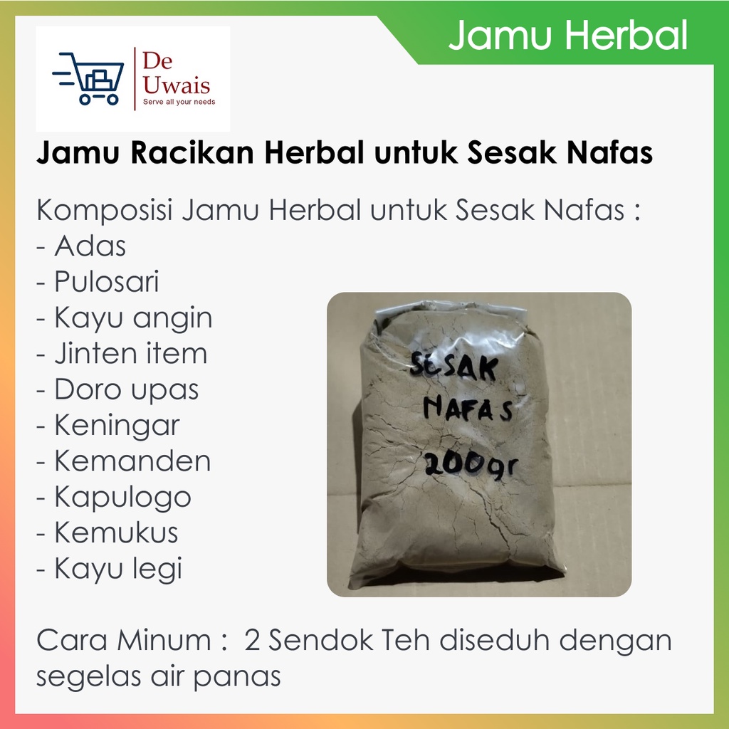 

Jamu Bubuk Seduh Racikan Berbagai Bahan Herbal Untuk Sesak Nafas