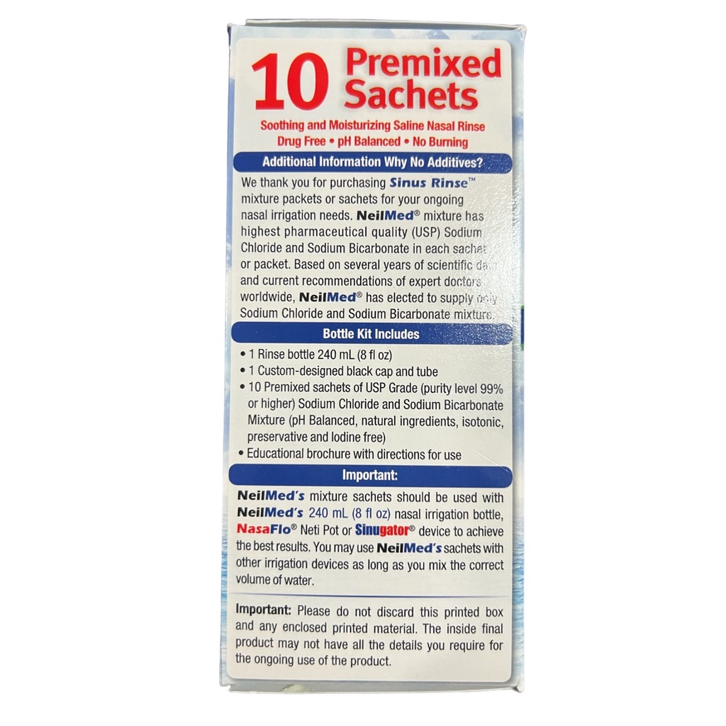 Botol Neilmed sinus + 10 sachet sinus rinse ( cuci hidung sinusitis ) ORI USA