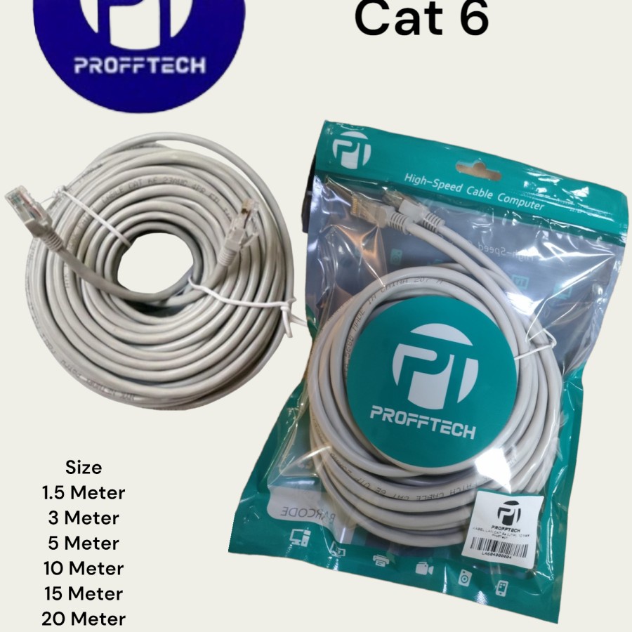 Kabel Lan Cat 6e UTP ORIGINAL PROFFTECH 3M 5M 10M 15M 20M 25M 30M