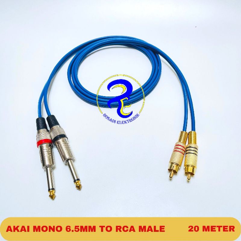 kabel akai mono ts 6.5mm to rca male cable audio mixer 20 meter