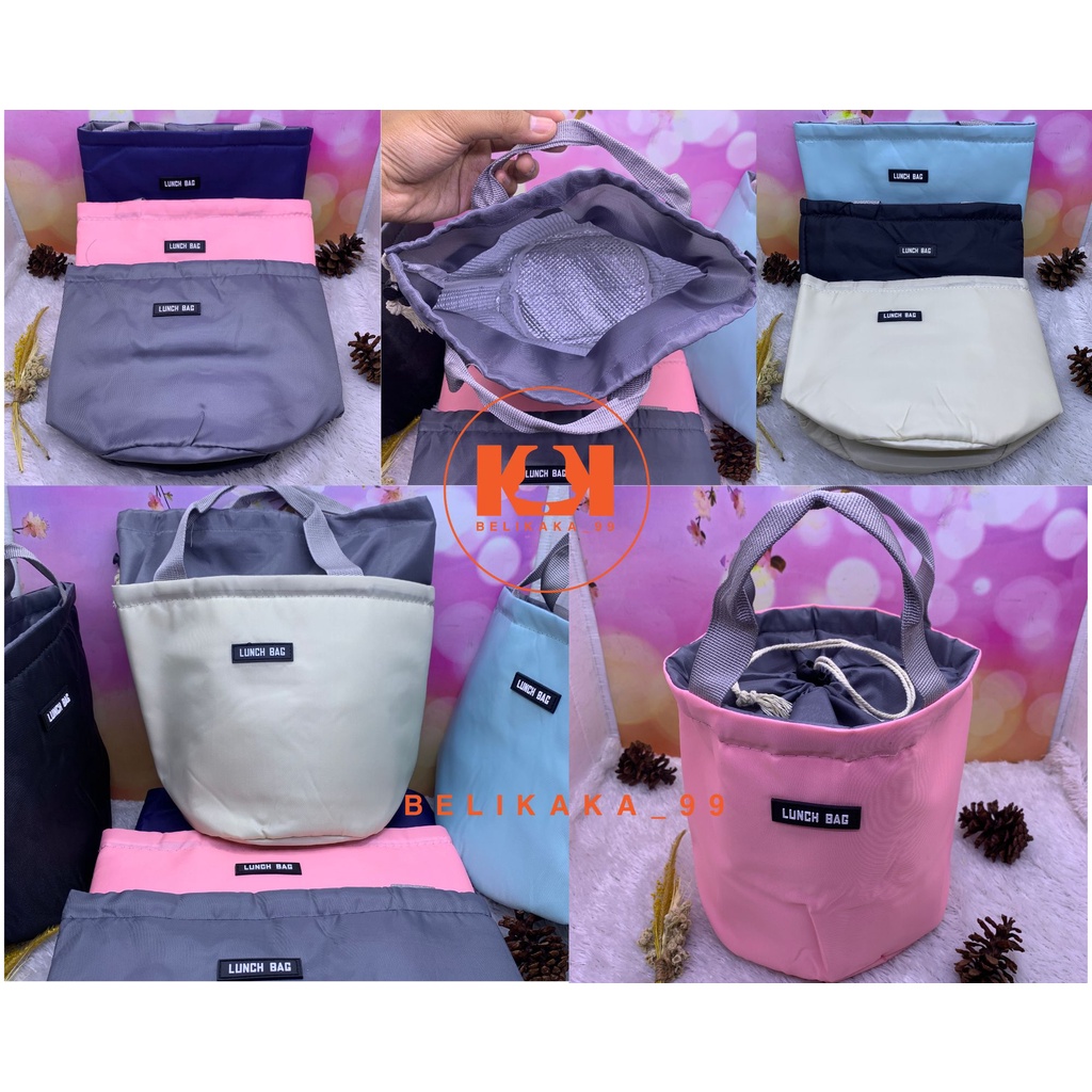 LUNCH BAG SERUT TAS BEKAL MAKAN SIANG SERUT IMPORT WARNA POLOS / TAS BEKAL ANAK REMAJA DEWASA / TAS BEKAL MAKAN / TAS LUNCH BOX POLOS