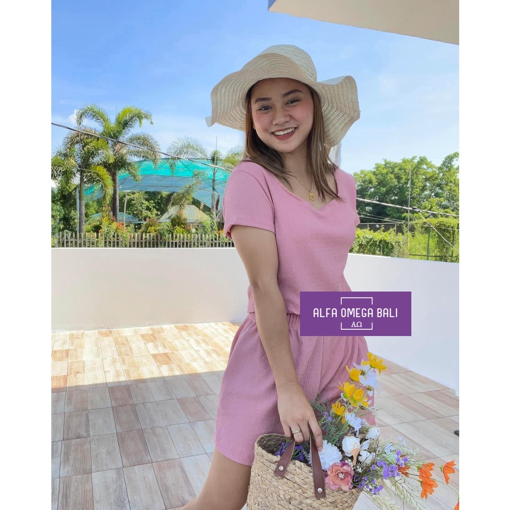 Set Pakaian Wanita Polos Airflow Celana Model Pita