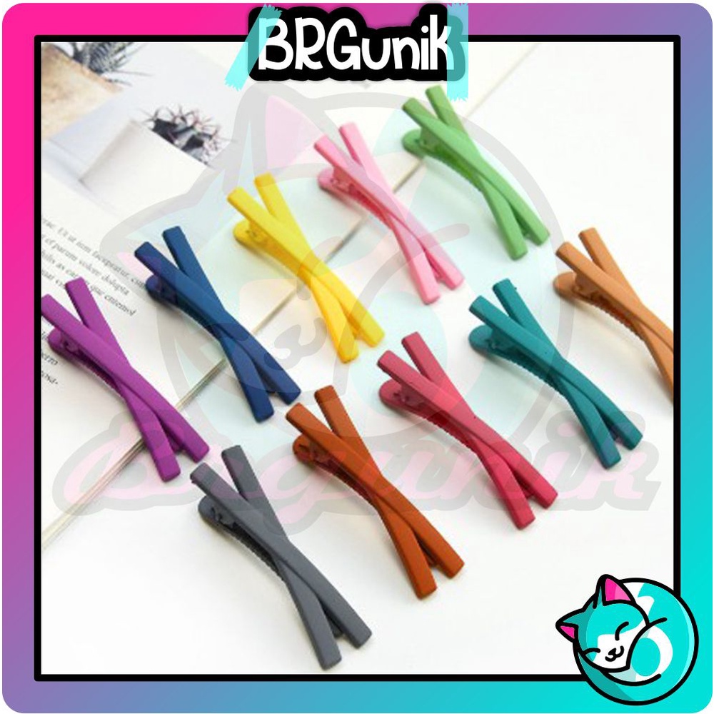 Jepit Rambut Klip Wanita Fashion Korea Matte Warna Warni Jepitan Lucu Hairpin A077