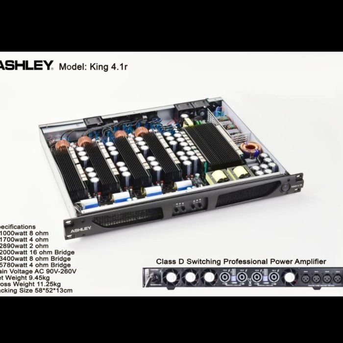 Power Amplifier Ashley King 4.1R Class D Switching (4 X1000 Watt)