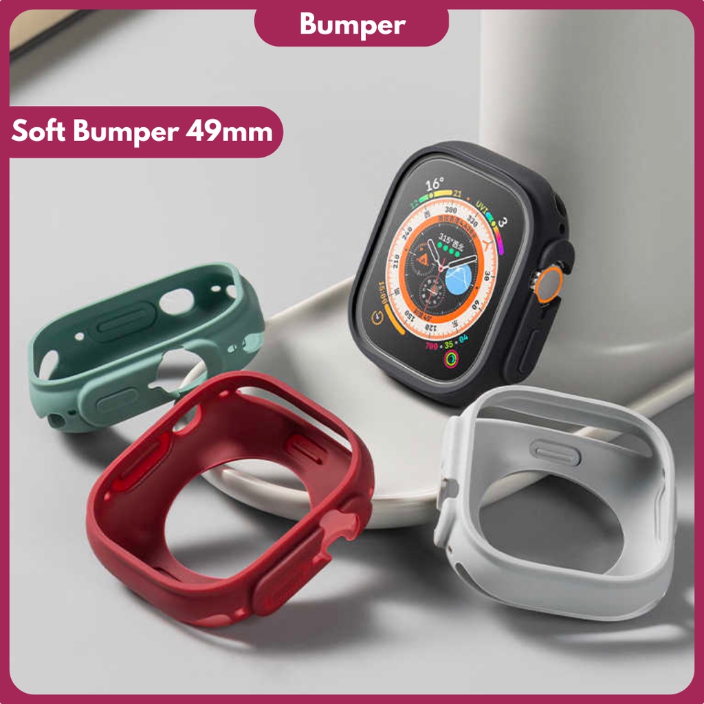 TPU Material Soft Cover hanya untuk AppIe watch Series 8 Ultra 49mm Bumper Smartwatch Soft Bumper Pelindung Bahan Silikon