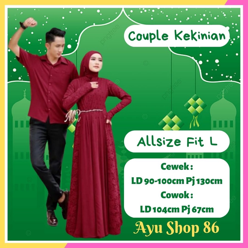 Baju Gamis Kemeja Couple Aliando Kekinian Pasangan Keluarga Suami Istri Pria Wanita Edisi Lebaran Me