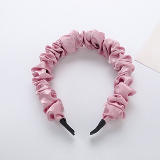 SS Bando Scrunchie Serut Satin Besar Korea Headband Ruffle Bandana Polos Wanita Bando Kain Scrunchie Fashion