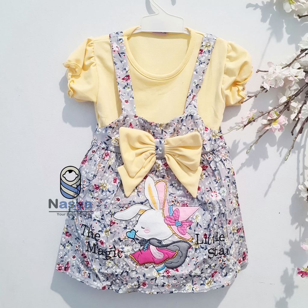 [SL-021] Dress pendek Motif Bunga / Dress Overall Harian Anak