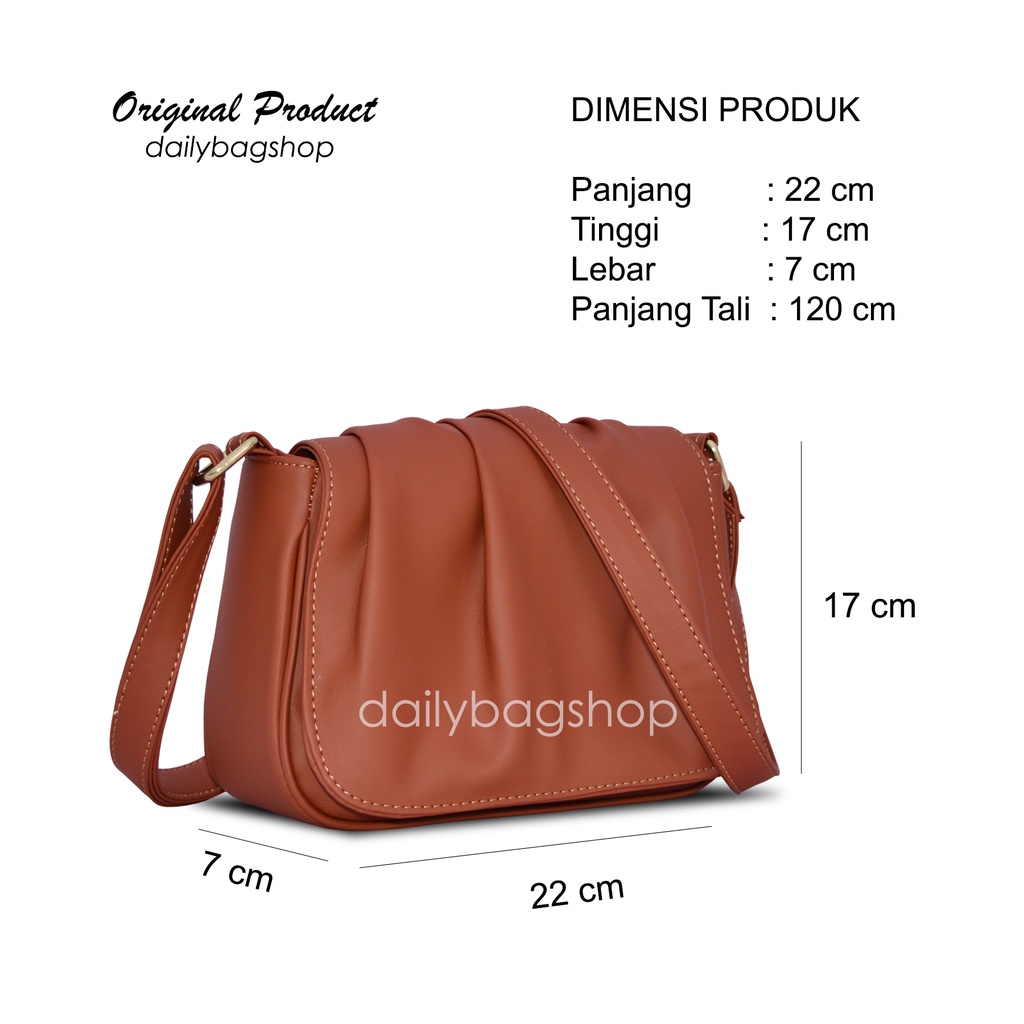 Tas Selempang Bahu Wanita Sling Bag Kulit Premium Emilie Model Kerut Fashion Korea